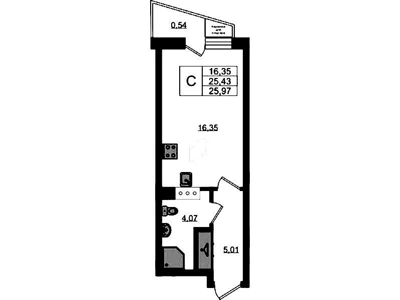 Квартира студия 25.97 м², 5/11 эт., ЖК «VEREN NORT Сертолово»